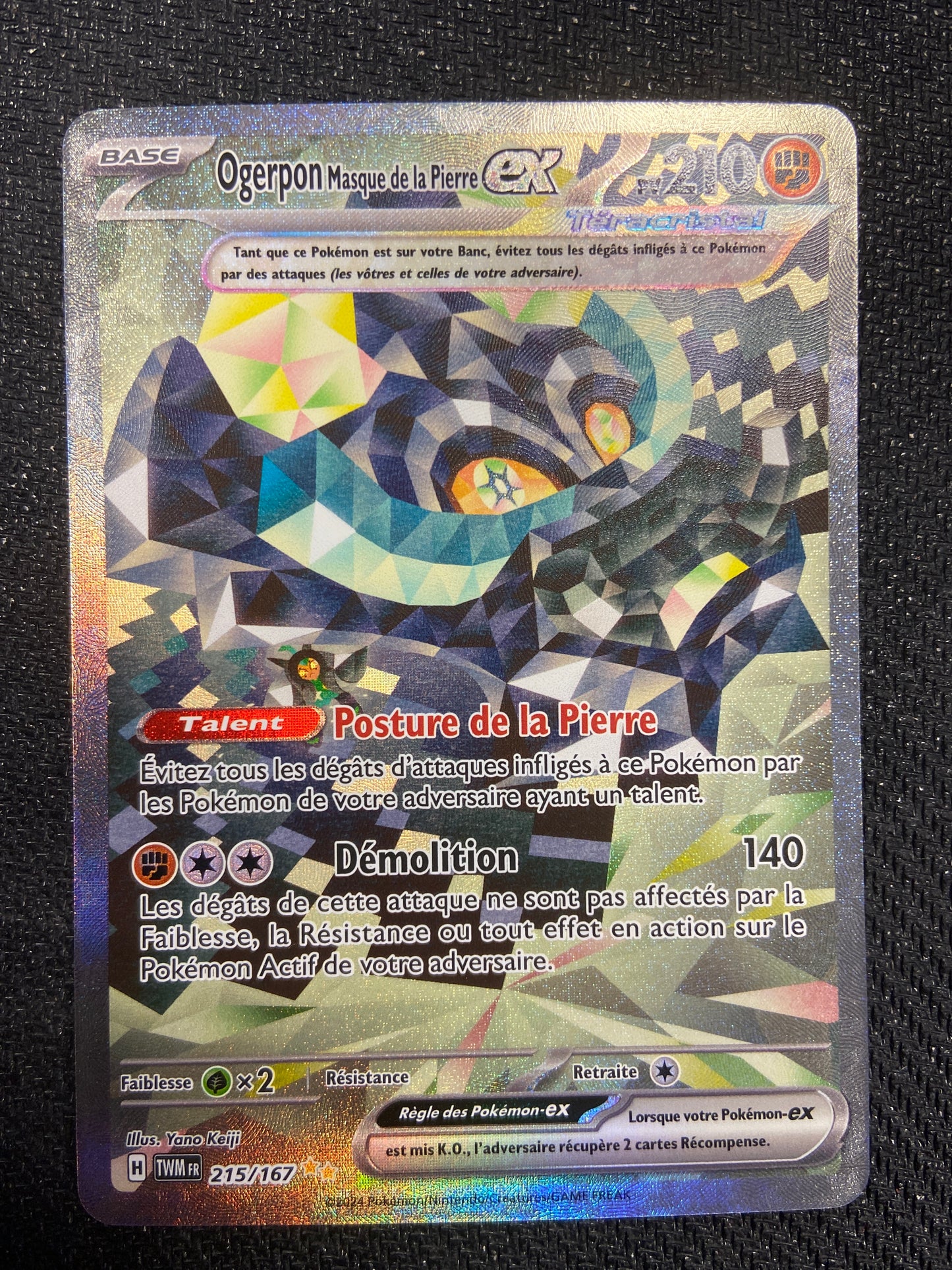 Carte pokémon Ogerpon Masque de la Pierre Ex Alt 215/167 Mascarade crépusculaire EV06