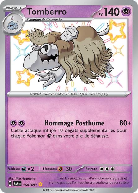 Carte Pokémon Tomberro 168/91 Destinées de paldea