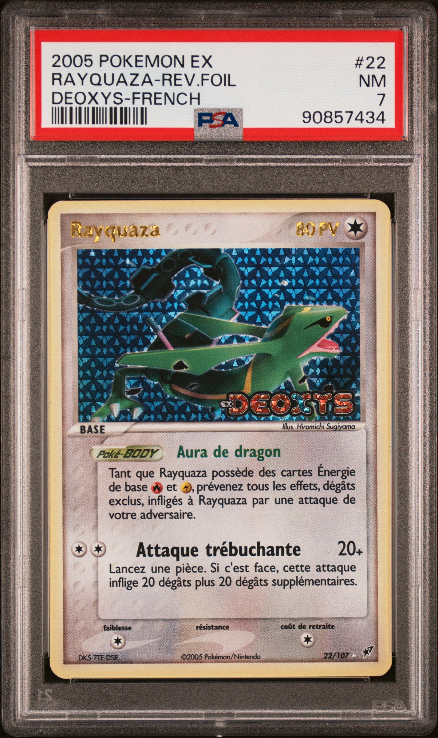 Carte Pokémon Rayquaza reverse 22/107 ex deoxys PSA 7