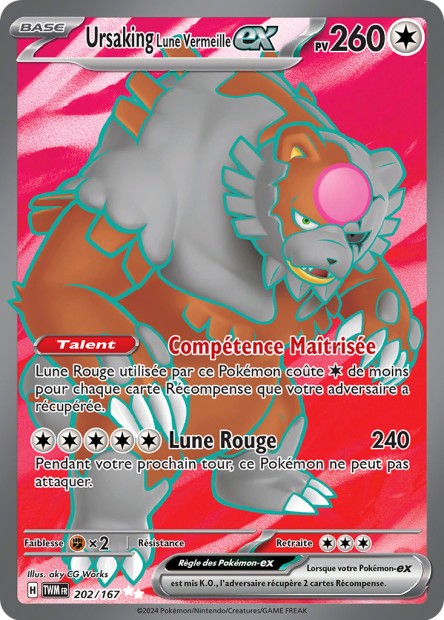 Carte pokémon Ursaking Lune Vermeille ex 202/167 Mascarade crépusculaire