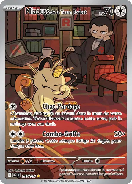 Carte Pokémon Miaouss de la Team Rocket 203/182 Rivalités Destinées