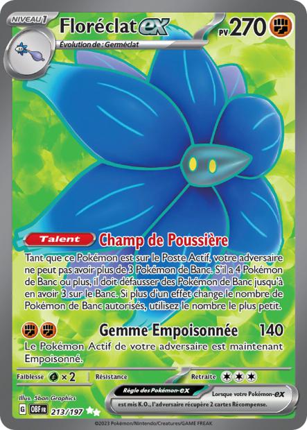 Carte pokémon Floréclat ex 213/197 Flammes Obsidiennes