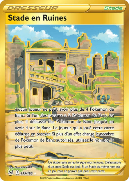 Carte pokémon Stade en ruines Gold 215/196 Origine Perdue