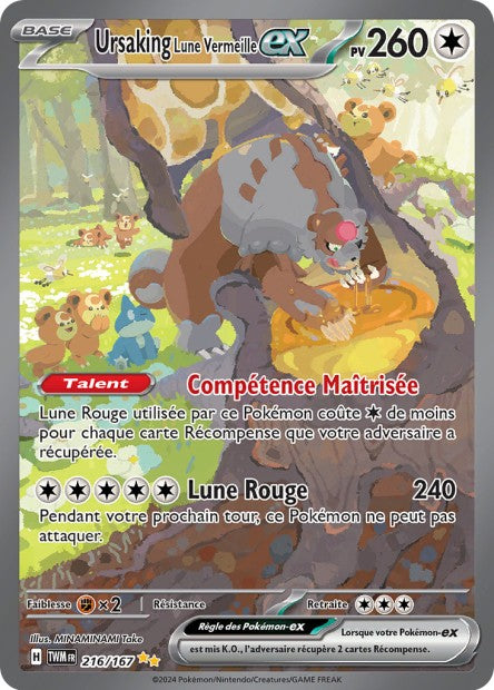 Carte pokémon Ursaking Lune Vermeille ex 216/167 Mascarade crépusculaire