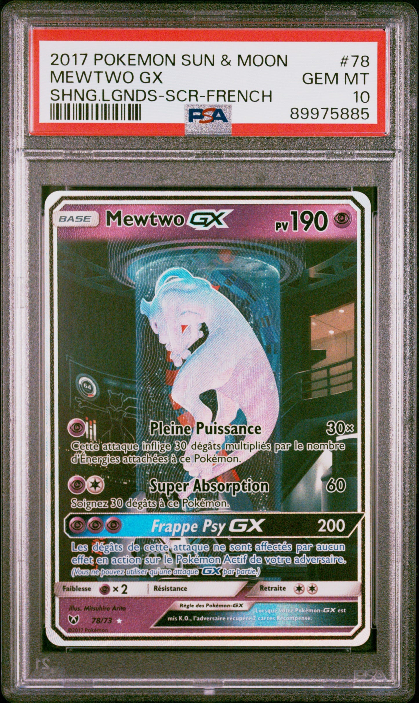 Carte Pokémon Mewtwo GX 78/73 Légendes Brillantes PSA 10