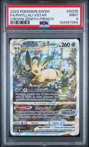 Carte Pokémon Phyllali Vstar Zénith suprême GG35/GG70 PSA 9