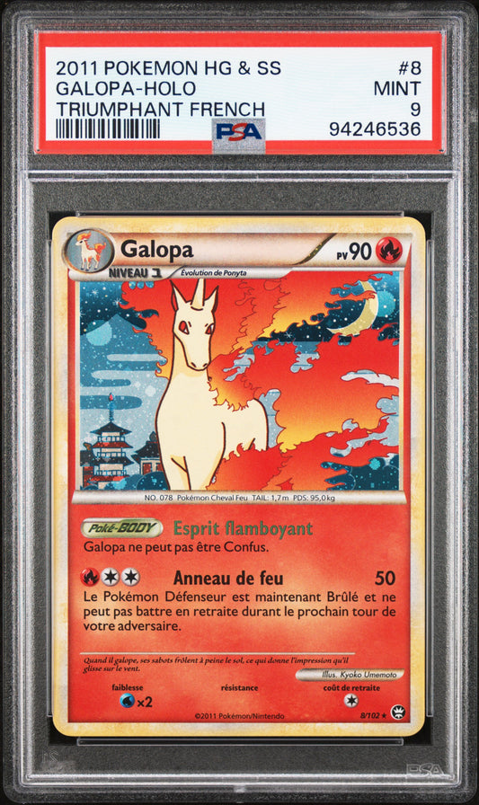 Carte Pokémon Galopa Holo 8/100 HGSS Triomphe PSA9