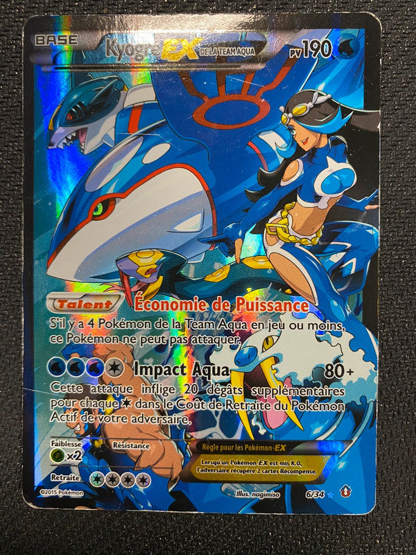 Carte Pokémon Kyogre ex de la team aqua 6/34 Double danger