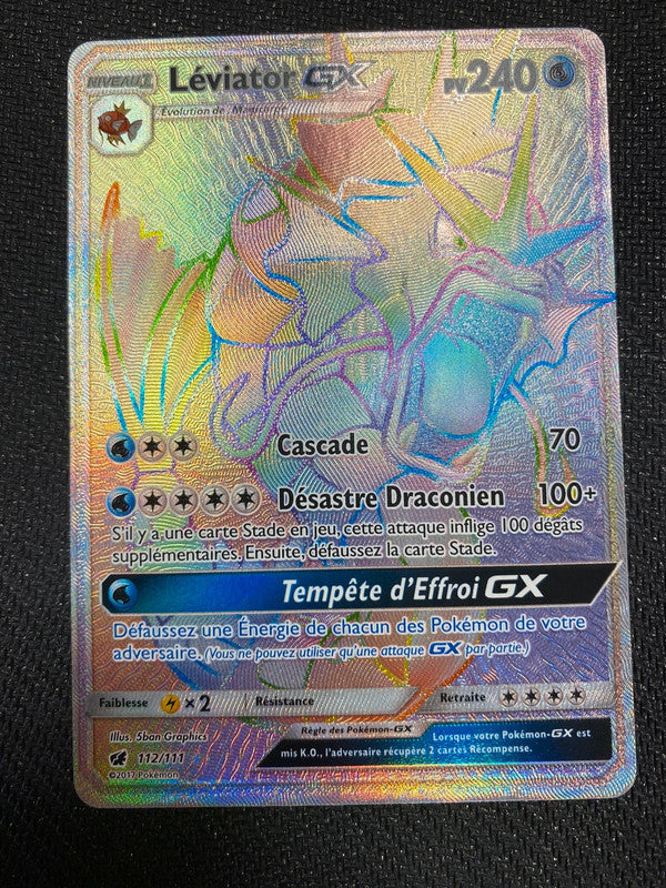 Carte Pokémon Léviator GX rainbow 112/111 Invasion Carmin