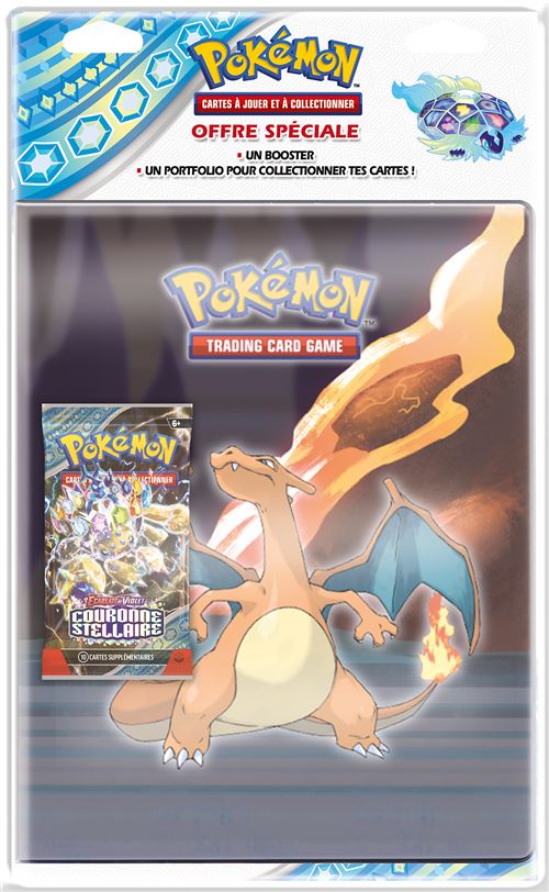 Classeur Portfolio Dracaufeu + 1 Booster EV07 Couronne stelaire