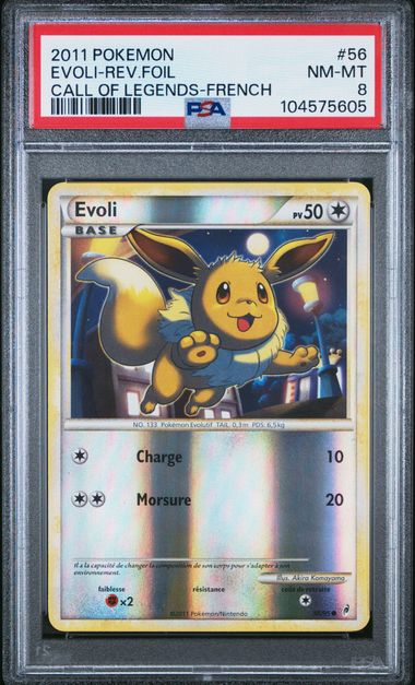 Carte Pokémon Evoli Appel des légendes 56/95 PSA 8