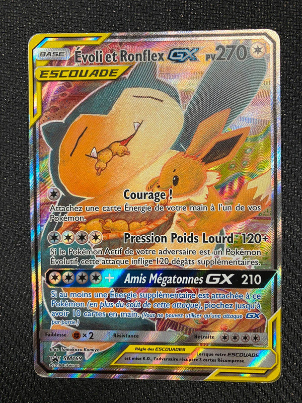 Carte Pokémon Evoli et ronflex gx escouade alt SM169 Promo