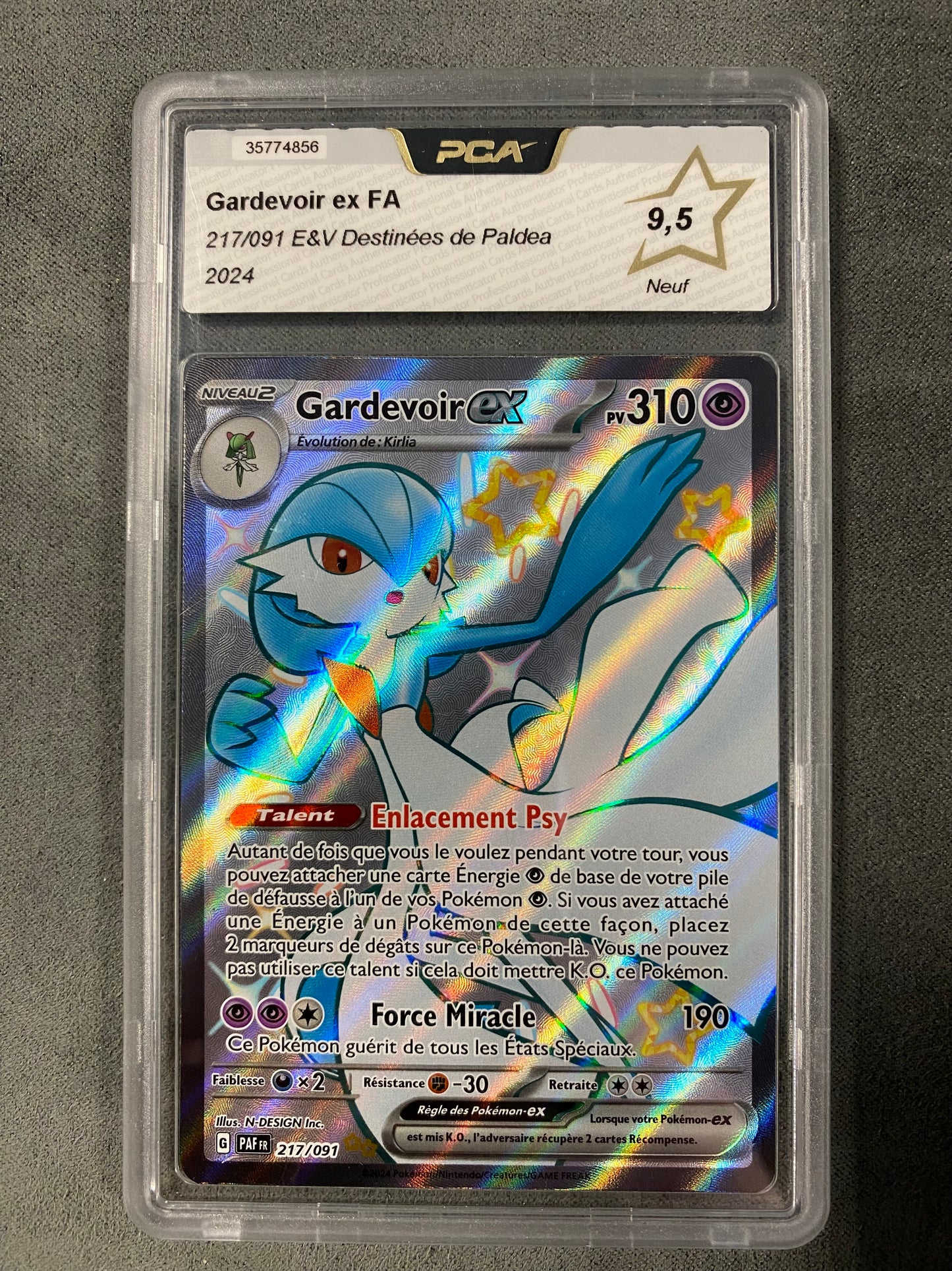 Carte Pokémon Gardevoir ex Shiny 217/091 Destinées de Paldea  PCA 9.5