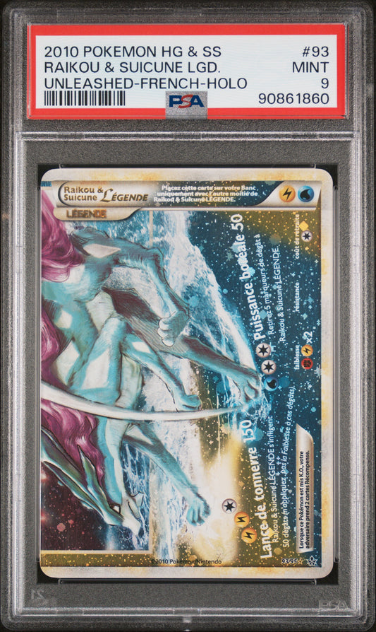 Carte Pokémon Raikou & Suicune Légende 93/95 HS : Déchaînement PSA9