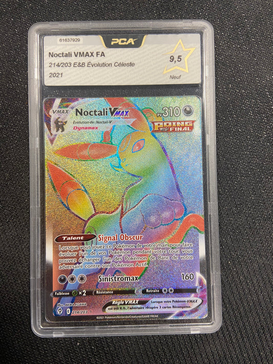 Carte Pokémon Noctali Vmax Rainbow 214/203 PCA 9.5 Evolution Celeste