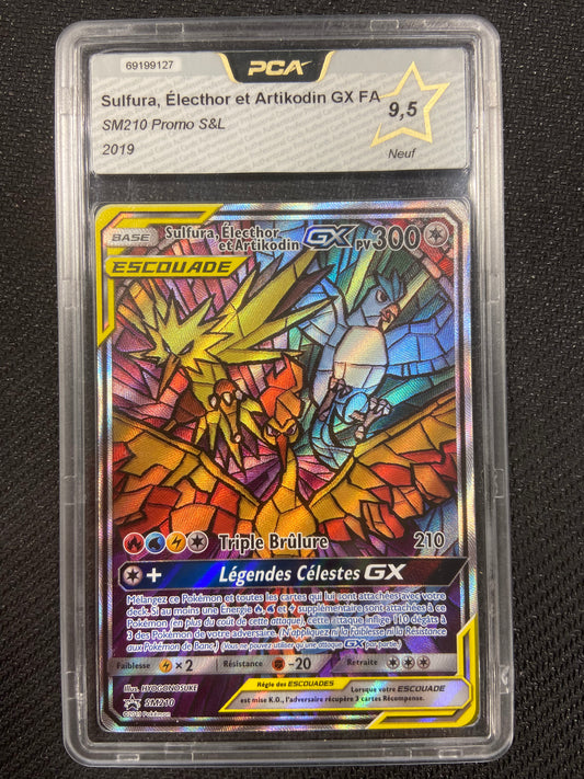 Carte Pokémon Sulfura, Electhor et Artikodin GX FA SM210 Promo SL PCA 9.5