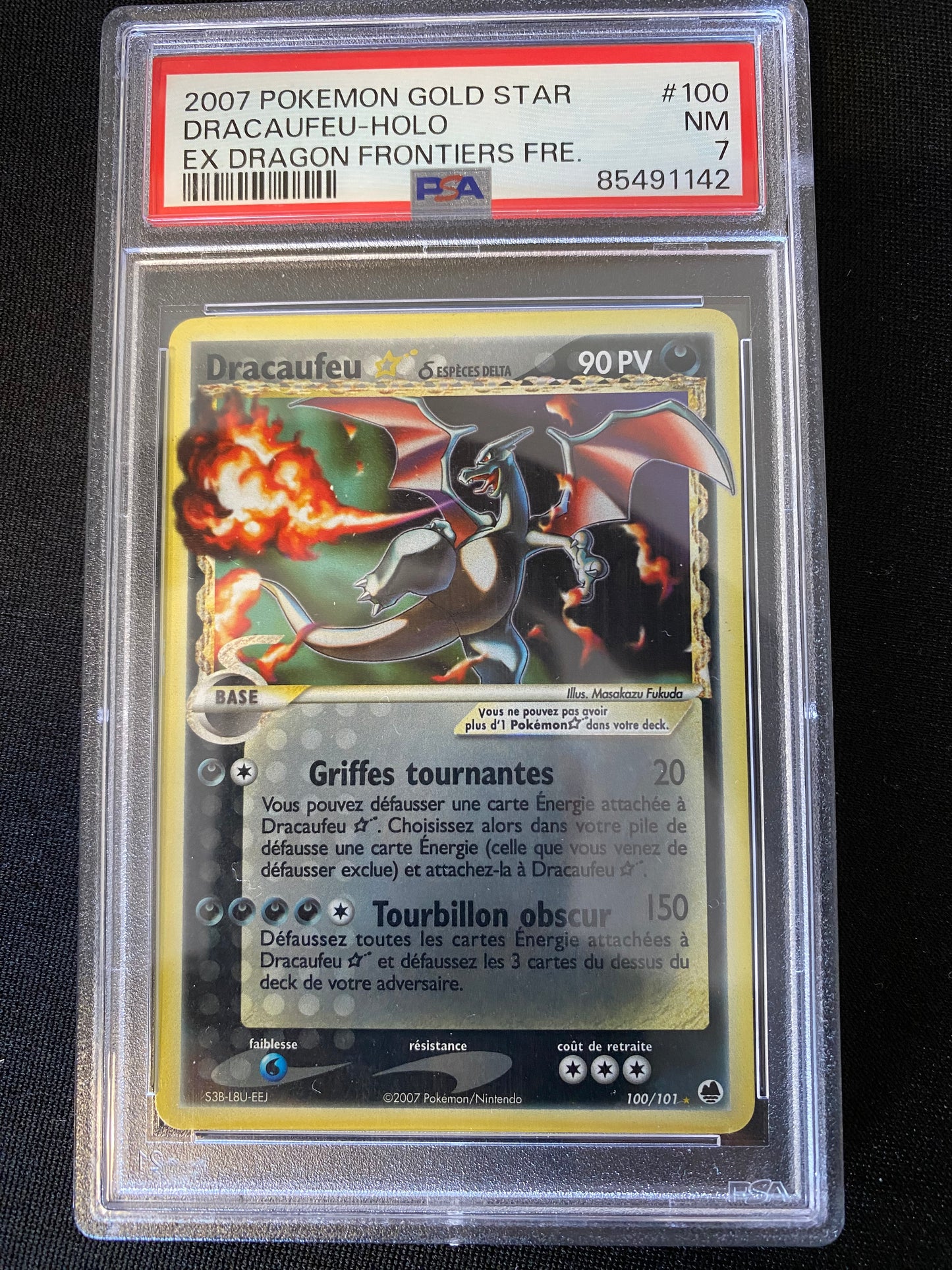 Carte Pokémon Dracaufeu Gold Star 100/101 PSA 7 Ex ile des dragons