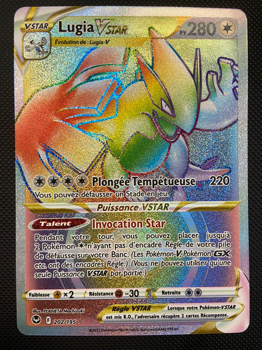 Carte Pokémon Lugia Vstar Rainbow 202/195 Tempête argentée