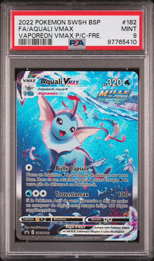 Carte Pokémon Aquali Vmax SWSH182 Promo PSA 9