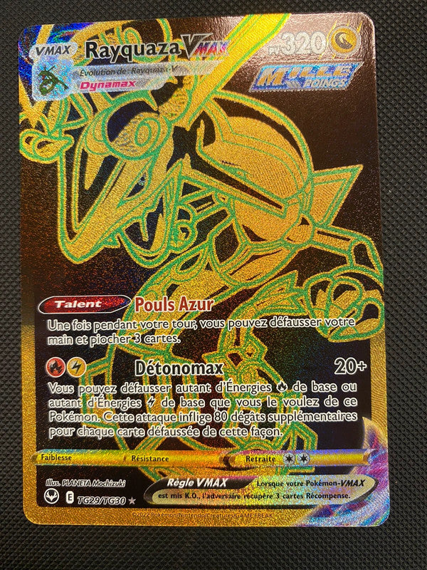 Carte Pokémon Rayquaza Vmax Gold Black TG29/TG30 Tempête argentée