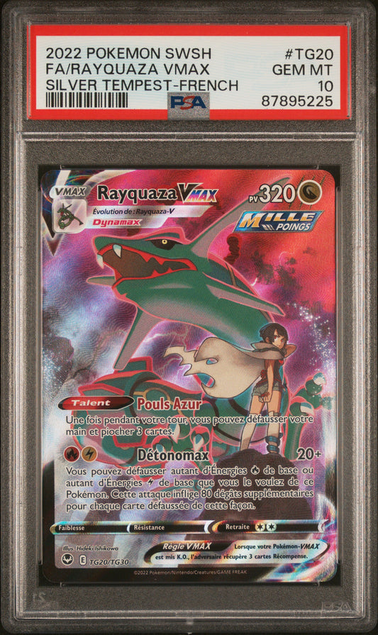 Carte Pokémon Rayquaza Vmax TG20/TG30 Tempête argentée PSA 10