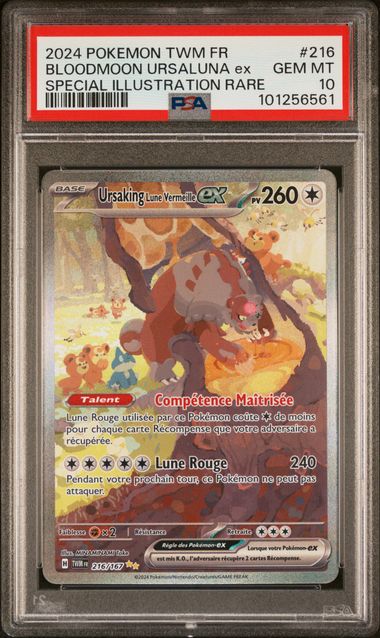 Carte Pokémon Ursaking ex Mascarade crépusculaire 216/167 PSA 10