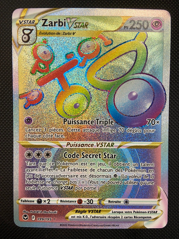 Carte Pokémon Zarbi Vstar Rainbow 199/195 Tempête argentée