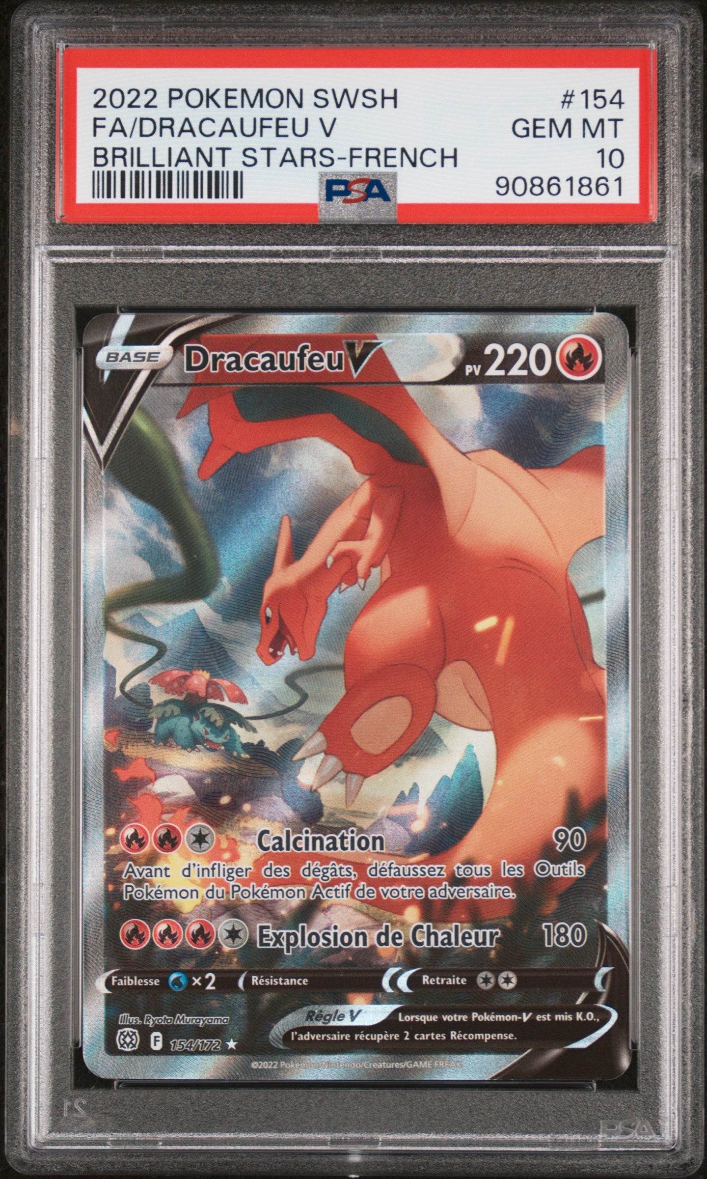 Carte Pokémon Dracaufeu V ALT 154/172 Star étincelantes PSA10