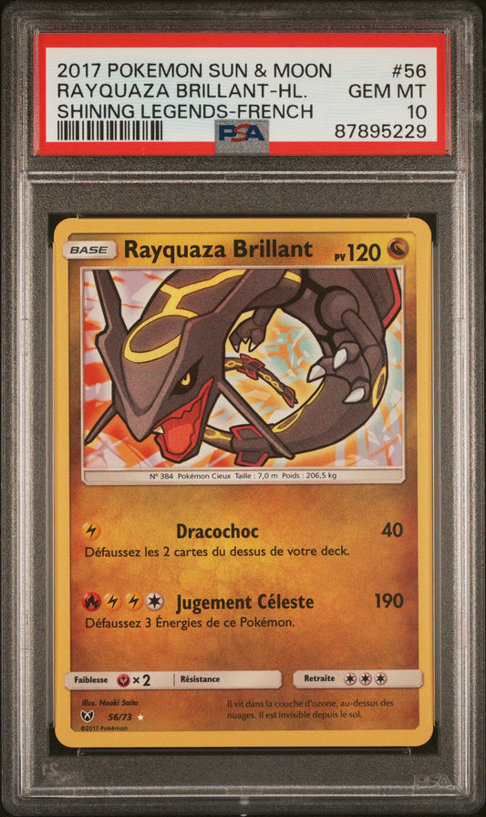 Carte Pokémon Rayquaza brillant 56/73 légendes brillantes PSA 10