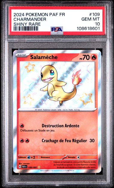 Carte Pokémon Salamèche Destinées de paldéa 109/091 PSA 10