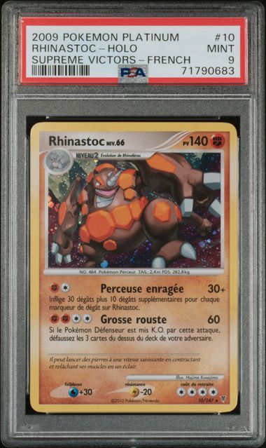 Carte Pokémon Rhinastoc Vainqueurs Suprêmes 10/147 PSA 9
